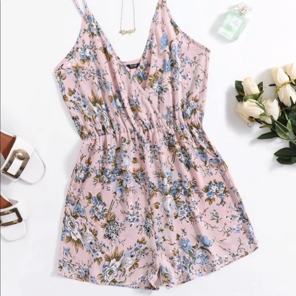 Shein Plus Size Pastel Pink Floral Romper